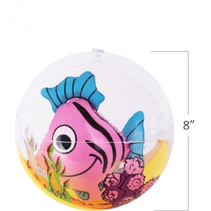PVC Inflatable <b>Beach</b> Ball 8 Inch Red Pink Blue Colors for Kids Clear Balls with Colorful Fish Inside for Party Decorations - Product Image 2
