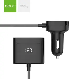 Adaptateur pour voiture avec câble USB Type C QC 1.5, charge rapide, affichage LCD, chargeur Portable de voiture 78W pour siège arrière et avant, vente en gros, 3.0 M