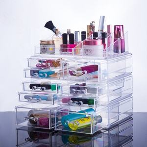 Wholesale Luxury Women Vanity 4 Tier Professional Acrylic Cosmetic Lipgloss Storage Makeup Organizer With Drawers