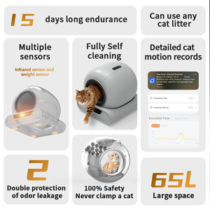 Neue Farbe Grau Selbstreinigende Intelligente Katzentoilette Geruchskontrolle mit App - Product Image 4