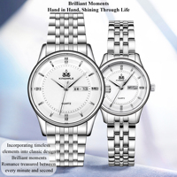 Montre de couple à quartz tendance 1929, bracelet en acier inoxydable, montre-bracelet pour amoureux, design classique minimaliste, montre pour homme et femme, étanche
