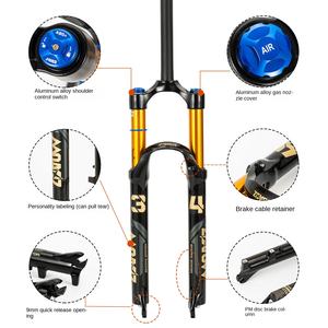 <span class=keywords><strong>Horquilla</strong></span> delantera de bicicleta de montaña de aluminio auténtico Markawi, amortiguación neumática de 34mm, carrera de 130mm, bicicletas de carretera de liberación rápida de alta resistencia - Product Image 3