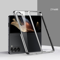 Casing HP Lipat Full Cover Electroplate Clear PC untuk Samsung Galaxy Z Fold 6 5G