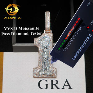 Pingentes Número Chosen One VVS <span class=keywords><strong>Moissanite</strong></span> com Diamantes Completos, Joia de Colar com Inicial do Nome - Product Image 2
