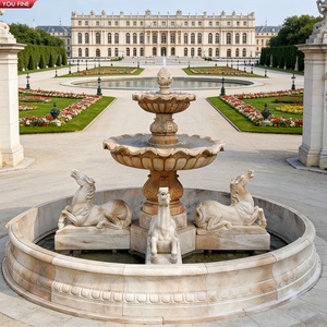 Grande fontaine européenne <span class=keywords><strong>en</strong></span> marbre YOUFINE avec statue du dieu Neptune et sculpture de sirène pour l'entrée de château, manoir ou aménagement paysager - Product Image 3