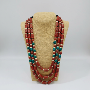 Acheter en gros collier sculpté multibrins de corail rouge naturel bijoux vintage bijoux de conception tribale - Product Image 1