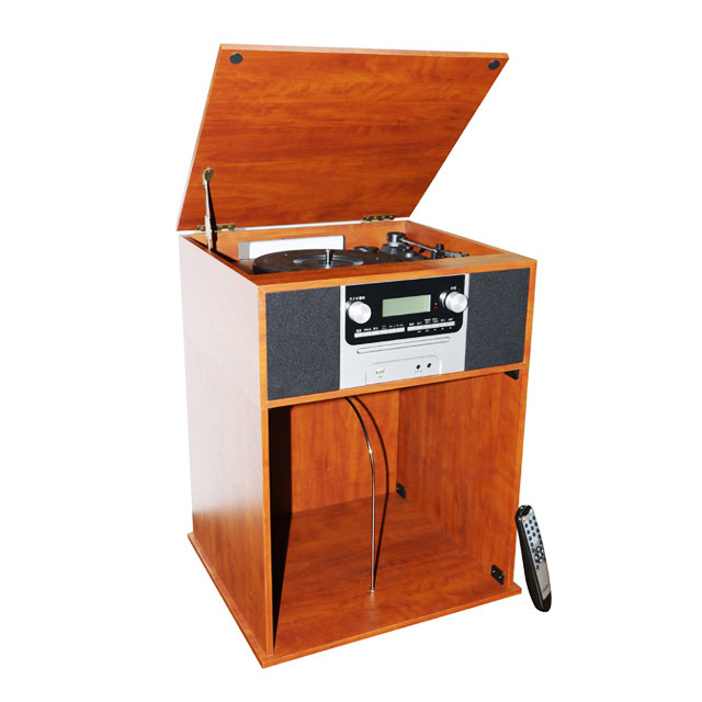 Music Combo 7 in 1 3 Speed Turntable Retro Wooden with AM/FM Radio/CD/USB/encoding/MP3 Player/Bluetooth /Aux in
