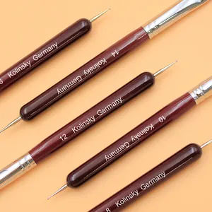 Professional Salon-Grade French Manicure <b>Brushes</b> With Dotting Tool - High-Quality Kolinsky Hair, Odorless Nail Care Kit - Product Image 6