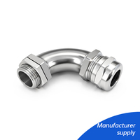 Presse-étoupe étanche en acier inoxydable SS304 à 90 degrés, tailles personnalisées M18, M20, M25, M30, M32, certifiées CE, RoHS, Reach