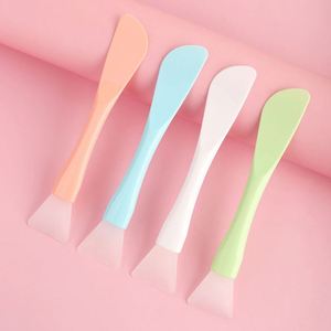 Double-<b>Head</b> Scraper DIY Face Beauty Tool Silicone Facial Mask Brush Plastic Handle Soft <b>Fan</b> Flat Brush for Concealer Application - Product Image 2