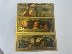 Mutlu noel festivali hatıra hediye 100 dolar altın folyo kaplama banknot paskalya cadılar bayramı doğum günü için yeni yıl plastik - Product Image 6