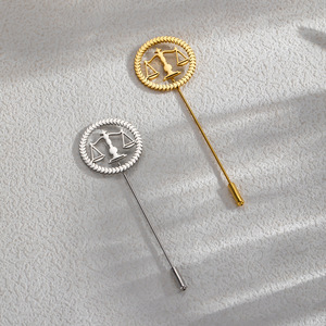 Ensemble de broches et boutons de manchette unisexe en acier inoxydable personnalisé, motif balance creuse, bijoux formels professionnels, cadeaux en gros - Product Image 4