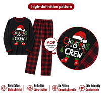 Ensemble de pyjamas assortis pour la famille en polyester à carreaux noirs avec lettres en relief personnalisées pour Noël, vêtements de nuit pour hommes, femmes et enfants, dropshipping POD MOQ 1PC