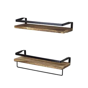 Scaffale In legno per smistamento vari montato a parete all'ingrosso per lo stoccaggio nel soggiorno del bagno
