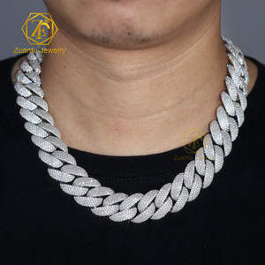 Cadena Cubana <span class=keywords><strong>de</strong></span> Moissanita Blanca <span class=keywords><strong>con</strong></span> <span class=keywords><strong>Oro</strong></span>, Pasa Prueba <span class=keywords><strong>de</strong></span> Diamante VVS, Cadena Miami <span class=keywords><strong>de</strong></span> Plata 925 <span class=keywords><strong>con</strong></span> <span class=keywords><strong>Nombre</strong></span> y Logotipo - Product Image 1