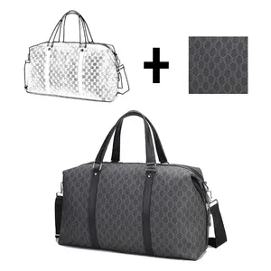 Custom Logo Nieuwe Aankomst Merk Designer Black Luxe Weekender Overnachting Tas Lederen Waterdichte Duffel Grote Reistas