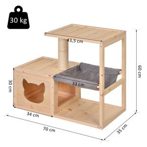 <span class=keywords><strong>Arbre</strong></span> à <span class=keywords><strong>chat</strong></span> <span class=keywords><strong>en</strong></span> <span class=keywords><strong>bois</strong></span> naturel, maison pour <span class=keywords><strong>chat</strong></span> <span class=keywords><strong>en</strong></span> <span class=keywords><strong>bois</strong></span> massif <span class=keywords><strong>avec</strong></span> hamac et poteaux à gratter - Product Image 5
