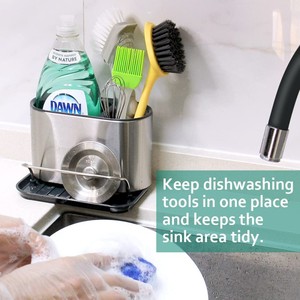 حامل إسفنج قابل للفصل ، علبة مع صينية تصريف ، رف تخزين للمطبخ ، مادة معدنية - Product Image 3