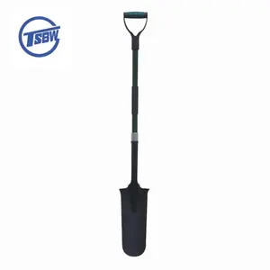 S526 D-Grip Digging Hand Tool Gardening Short Fiberglass Handle Steel Round Mouth Trenching Spade