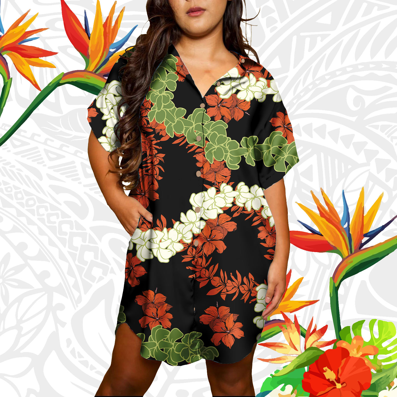Maternity Dress Hawaiian Evening Party Dress Plus Size Hawaiian