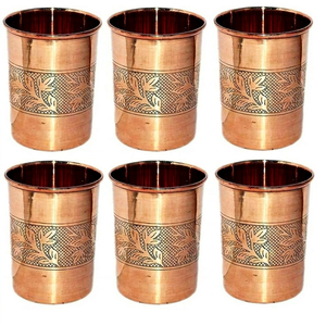 Tasses en cuivre au design indien traditionnel, vaisselle artisanale - Product Image 1