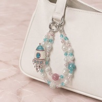 Breloque de sac de luxe en forme de fusée avec perles, porte-clés en cristal et strass argenté, pendentif de téléphone, vente en gros