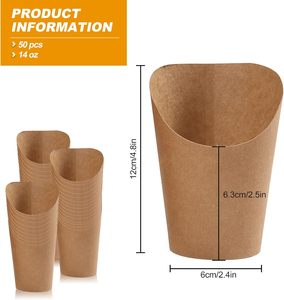 Conos y Cajas Desechables de Papel Kraft para Papas Fritas con Relieve, Recubrimiento UV, Forma Triangular, Logotipo Personalizado para Comida, Venta al por Mayor - Product Image 2
