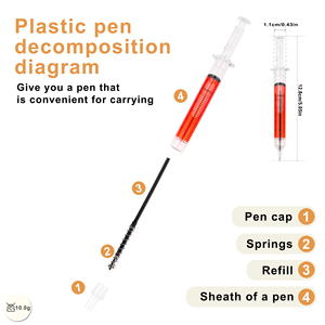 Selling Creative Novelty Lifelike Syringe Cute Injection <b>Ballpoint</b> <b>Pens</b> With Plastic Custom Logo Printed Writing Gift - Product Image 2