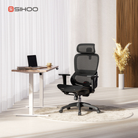 Chaise de direction grise à dossier haut SIHOO B100, nouvelle conception, très vendue, accoudoirs réglables 4D, tissu en maille et design ergonomique