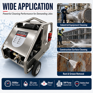 Nettoyeurs haute pression <span class=keywords><strong>diesel</strong></span> SS304 500 bars 7250 PSI 22 kW sur roues pour le détartrage des canalisations - Product Image 2