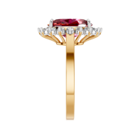 Bague de fiançailles classique en or massif 14 carats avec rubis rouge naturel ovale de 5 carats serti à griffes pour femme