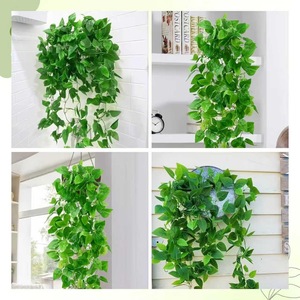 Artificial Pothos Vines Green Ivy <b>Leaves</b> 30cm-100cm Plastic Hanging Plants For Home <b>Wall</b> <b>Decor</b> - Product Image 1
