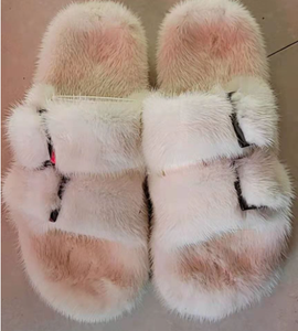 Usine en gros de luxe pantoufle décontracté Eva chaussures femmes pantoufle tongs <span class=keywords><strong>2023</strong></span> plate-forme rose en peluche vison fourrure filles pantoufles - Product Image 4