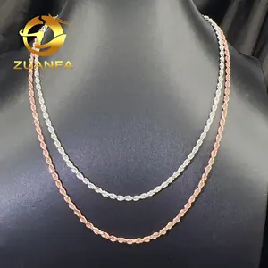Fashion Jewelry Rose Gold 3mm 925 Sterling Silver Men and women Necklace Cuban link Chain Rope Chain