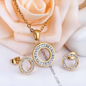 Precious Shiny Carving Circle Zircon Earrings Necklace <b>Jewelry</b> <b>Set</b> Fashion 18k Gold Plated Female <b>Jewelry</b> <b>for</b> <b>Wedding</b> <b>Bride</b> - Product Image 2