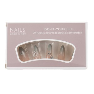 Handmade Wearable móng tay cao cấp mùa hè tươi Pháp phong cách đính cườm chuỗi 3D bướm giả móng tay dán - Product Image 5