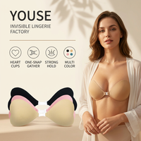 Soutien-gorge adhésif en forme de cœur, à fermeture avant, push-up, invisible, sans bretelles, sans couture, réutilisable, sans armatures, multicolore pour femmes