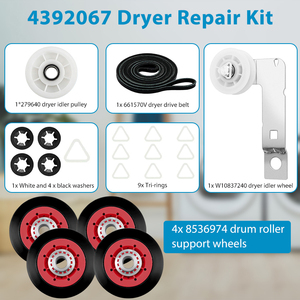 Kit de rouleaux de support de tambour de sèche-linge 4392067 compatible avec <span class=keywords><strong>Whirlpool</strong></span> Kenmore, remplace WED4815EW1 W10837240 WED75HEFW0 WED70HEBW0 - Product Image 5