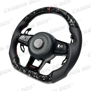 Volant en fibre de carbone forgé en forme de D, personnalisable en usine, pour mise à niveau des anciens modèles Polo Golf MK7, MK6, MK5 - Product Image 4