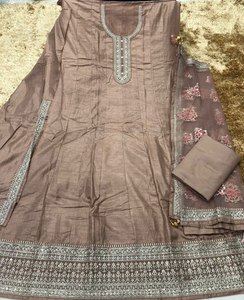 Alta demanda, nuevo y elegante vestido de fiesta Anarkali de seda Dola tradicional indio para mujer, conjunto de Dupatta, el mejor precio para exportar India - Product Image 3
