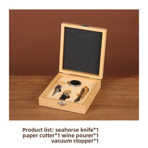 Coffret cadeau d'accessoires pour le vin avec <span class=keywords><strong>ouvre</strong></span>-bouteille <span class=keywords><strong>manuel</strong></span>, <span class=keywords><strong>boîte</strong></span> à vin en bambou, comprenant un tire-bouchon, un bouchon de bouteille, un bouchon en liège - Product Image 5