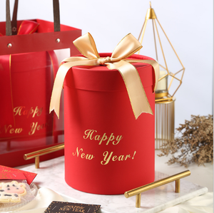 Noël Carton Cylindre <span class=keywords><strong>biscuits</strong></span> Cadeau Emballage Tube De Papier Rouge Couvercle Boîte Ronde De Luxe Avec Logo Personnalisé - Product Image 5