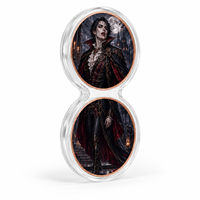 Ensemble de deux pièces de monnaie en cuivre pur de 1 oz, médaille double face 2D Château Gothique Vampire Chauve-souris pour collection de fantasy sombre et cadeau d'Halloween