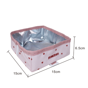 Bol pour chien rose simple pliable personnalisé XS-XL polyester/nylon accessoire pour animaux de compagnie traiter la formation pochette mignon chien fournitures bouton rembourré - Product Image 5