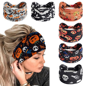Decorazioni di Halloween in Fasce per Capelli per Donne e Ragazze, Fascia Elastica con Zucca e Teschio, Accessori per Capelli per Feste di Halloween - Product Image 1