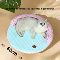 Lit rafraîchissant pour chat d'été avec tapis amovible et lavable, design style petit canapé, en coton PP, forme ronde, pour usage intérieur