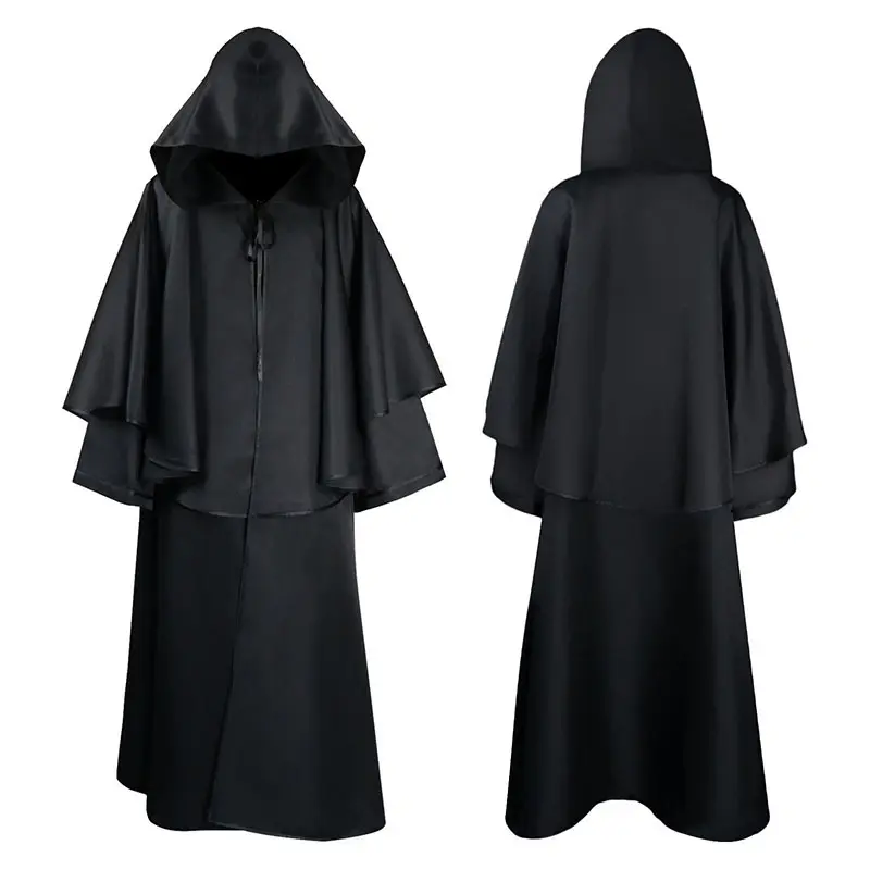 2021 Hot sale retro 5-color Halloween hooded robe cloak long sleeve wizard windbreaker men's coat Ecoparty