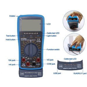 DT4300A มัลติมิเตอร์แบบเน็ตเวิร์ค แสงพื้นหลังสีน้ำเงิน มัลติมิเตอร์แบบพกพา จอแสดงผล LCD ขนาดใหญ่ มัลติมิเตอร์อเนกประสงค์ - Product Image 1