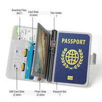 Portefeuille de voyage en cuir RFID personnalisé Unai avec logo sérigraphié, fenêtre d'identification, multi-usages, sans fermeture, vente en gros