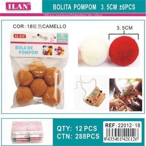 Pompon ILAN 3,5 cm colore cammello, articoli per artigianato e decorazioni fai da te - Product Image 3